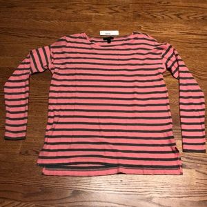 NWT J Crew Olive Coral striped long sleeve shirt